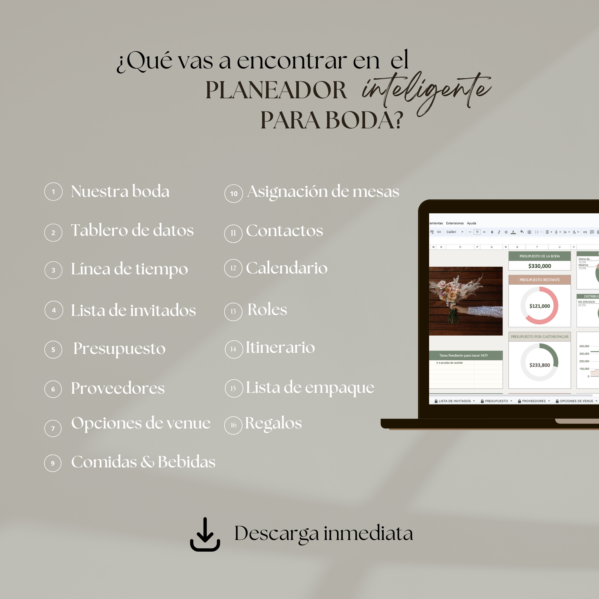 plantilla para planear boda google sheets